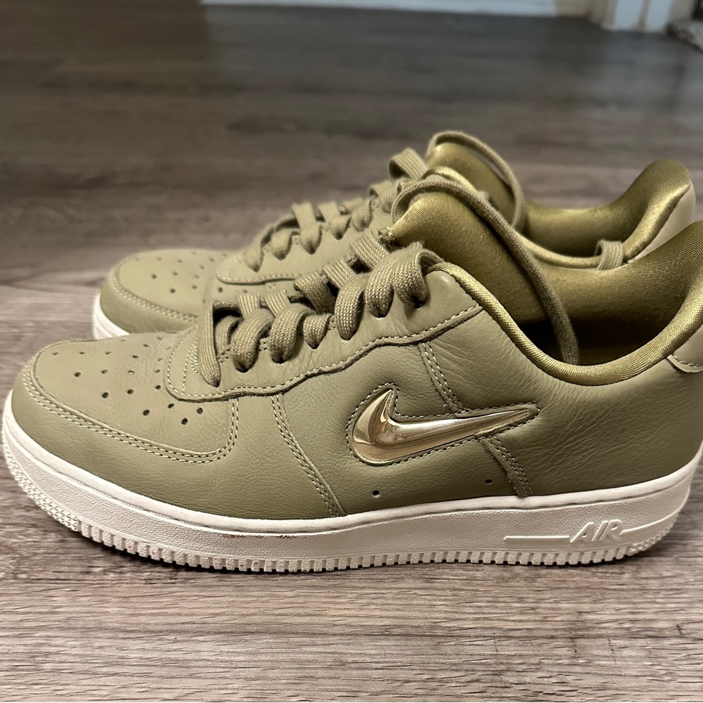 olive green and gold nike air force 1s